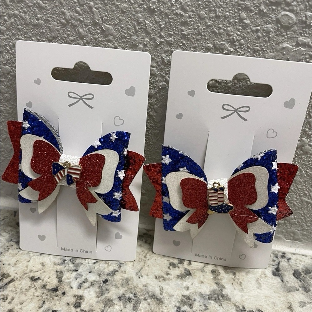 Patriotic Kids Hair Bow Set